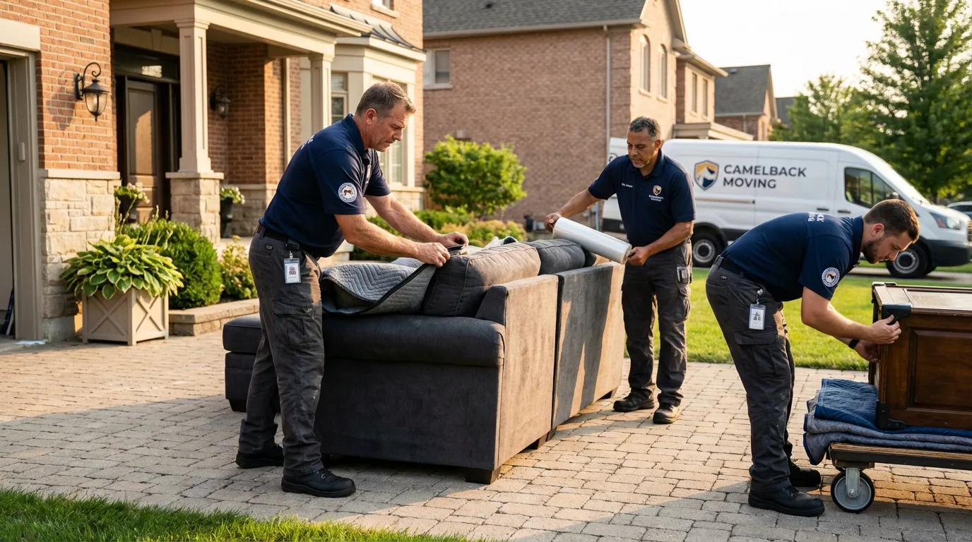Large estate moving crew wrapping furniture in Caliente, NV